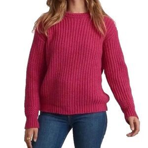 Marine Layer Chunky Oversized Crewneck Sweater Womens XL Pink Rose Cotton Wool